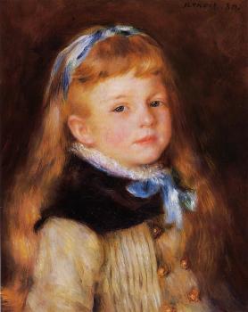 Pierre Auguste Renoir : Mademoiselle Grimprel in a Blue Ribbon